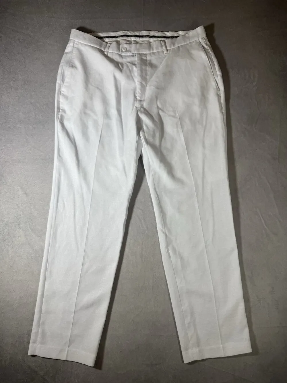 STACY ADAMS SOLID DRESS PANTS – TIMELESS WHITE SOPHISTICATION & COMFORT 38W32